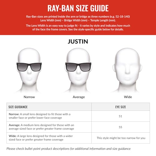 RAYBAN RB4165 JUSTIN CLASSIC SQUARE SUNGLASSES FOR MEN FOR WOMEN - 6