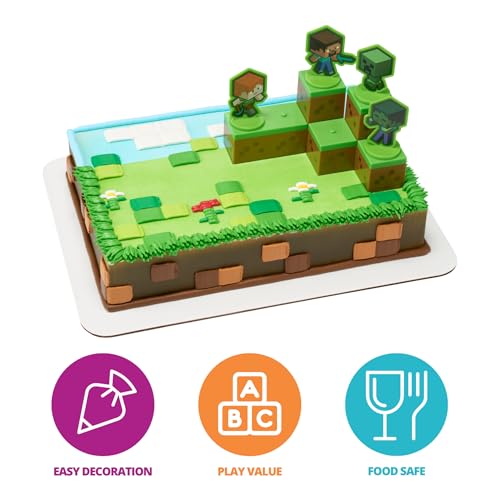 DECOSET MOBS BEWARE MINECRAFT CAKE TOPPER 6 PIEZAS APILABLES PARA DECORACIÓN DE TARTAS BLOQUES 3D ENTRELAZADOS - 2