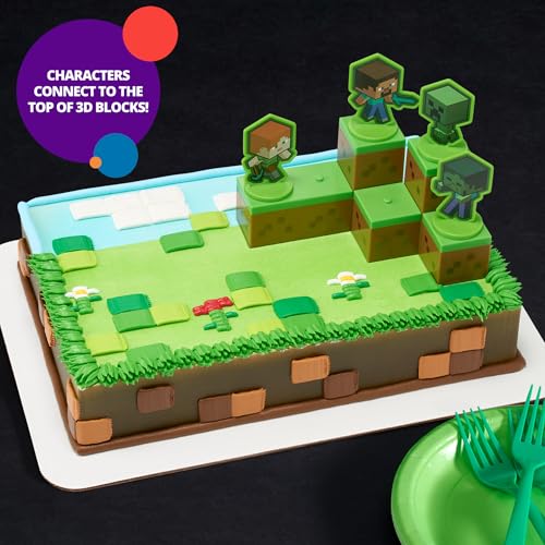 DECOSET MOBS BEWARE MINECRAFT CAKE TOPPER 6 PIEZAS APILABLES PARA DECORACIÓN DE TARTAS BLOQUES 3D ENTRELAZADOS - 3