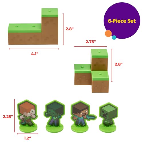 DECOSET MOBS BEWARE MINECRAFT CAKE TOPPER 6 PIEZAS APILABLES PARA DECORACIÓN DE TARTAS BLOQUES 3D ENTRELAZADOS - 4