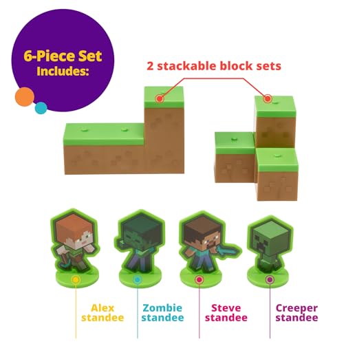 DECOSET MOBS BEWARE MINECRAFT CAKE TOPPER 6 PIEZAS APILABLES PARA DECORACIÓN DE TARTAS BLOQUES 3D ENTRELAZADOS - 5