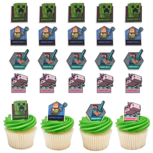 DECOPAC MINECRAFT LUSH FINDS RINGS DECORACIONES PARA CUPCAKES CON CREEPER ALEX STEVE Y AXOLOTL ADORNOS DE PASTEL 3D - 1
