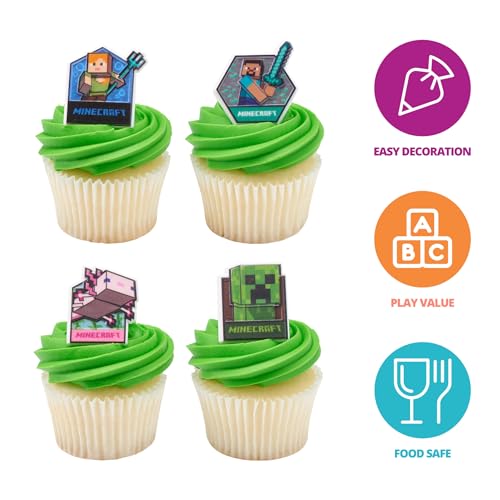 DECOPAC MINECRAFT LUSH FINDS RINGS DECORACIONES PARA CUPCAKES CON CREEPER ALEX STEVE Y AXOLOTL ADORNOS DE PASTEL 3D - 3