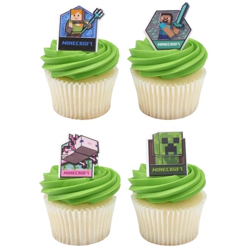 DECOPAC MINECRAFT LUSH FINDS RINGS DECORACIONES PARA CUPCAKES CON CREEPER ALEX STEVE Y AXOLOTL ADORNOS DE PASTEL 3D - 6