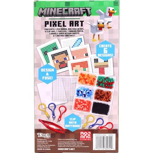 KIT DE CUENTAS DE ARTE DE PIXEL DE MINECRAFT DE TARA TOY 2500 CUENTAS PLANTILLAS Y TABLEROS DE CLAVOS CONSTRUYE PERSONAJES - 3