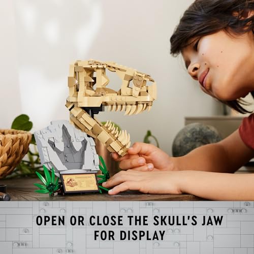 LEGO JURASSIC WORLD FÓSILES DE DINOSAURIOS CRÁNEO DE T REX JUGUETE DE CONSTRUCCIÓN DE DINOSAURIO PARA NIÑOS Y NIÑAS EDADES 9 - 3