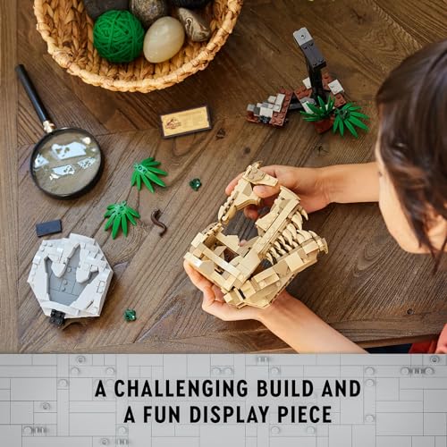 LEGO JURASSIC WORLD FÓSILES DE DINOSAURIOS CRÁNEO DE T REX JUGUETE DE CONSTRUCCIÓN DE DINOSAURIO PARA NIÑOS Y NIÑAS EDADES 9 - 5