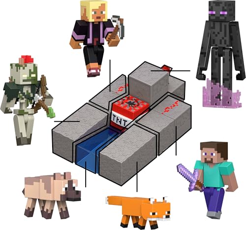 JUGUETES MATTEL MINECRAFT FIGURA DE ACCIÓN DE STEVE CON ACCESORIO Y PIEZA DE CONSTRUCCIÓN REDSTONE SET COLECCIONABLE - 5