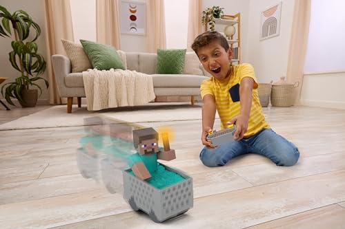 MATTEL MINECRAFT MINECART RC CON STEVE QUITA EL CONTROL CON WHEELIE STUNT TURBO BOOST Y LINTERNA ILUMINADA CÓDIGO - 2