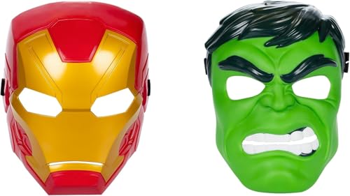 MARVEL PAQUETE MÚLTIPLE DE MÁSCARAS DE HÉROE DE LOS VENGADORES MÁSCARA DE IRON MAN Y HULK PAQUETE DE 2 JUGUETES DE JUEGO - 1