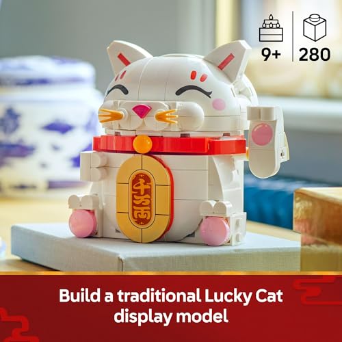 LEGO JUGUETE DE CONSTRUCCIÓN LUCKY CAT PARA NIÑAS Y NIÑOS GATO SONRIENTE CON FUNCIÓN DE PATA QUE SALUDA PARA NIÑOS A PARTIR - 2