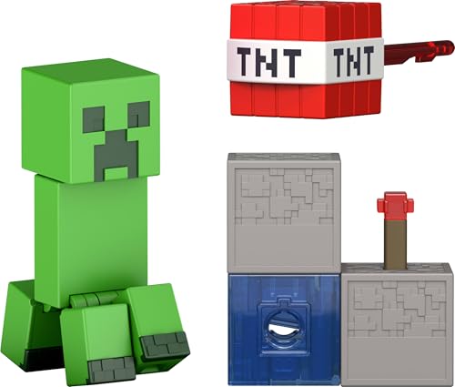 MATTEL MINECRAFT TOYS FIGURA DE ACCIÓN DE CREEPER CON ACCESORIO Y PIEZA DE CONSTRUCCIÓN REDSTONE JUEGO COLECCIONABLE - 1