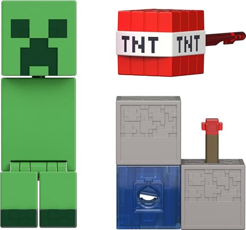 MATTEL MINECRAFT TOYS FIGURA DE ACCIÓN DE CREEPER CON ACCESORIO Y PIEZA DE CONSTRUCCIÓN REDSTONE JUEGO COLECCIONABLE - 3