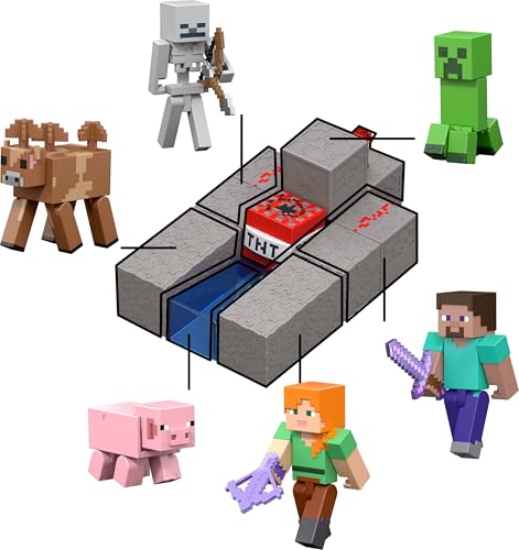 MATTEL MINECRAFT TOYS FIGURA DE ACCIÓN DE CREEPER CON ACCESORIO Y PIEZA DE CONSTRUCCIÓN REDSTONE JUEGO COLECCIONABLE - 5