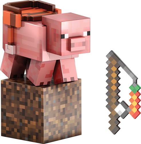 MATTEL MINECRAFT DIAMOND LEVEL PIG FIGURA DE ACCIÓN CON 4 ACCESORIOS JUEGO COLECCIONABLE EN ESCALA DE 55 PULGADAS CON DISEÑO - 1