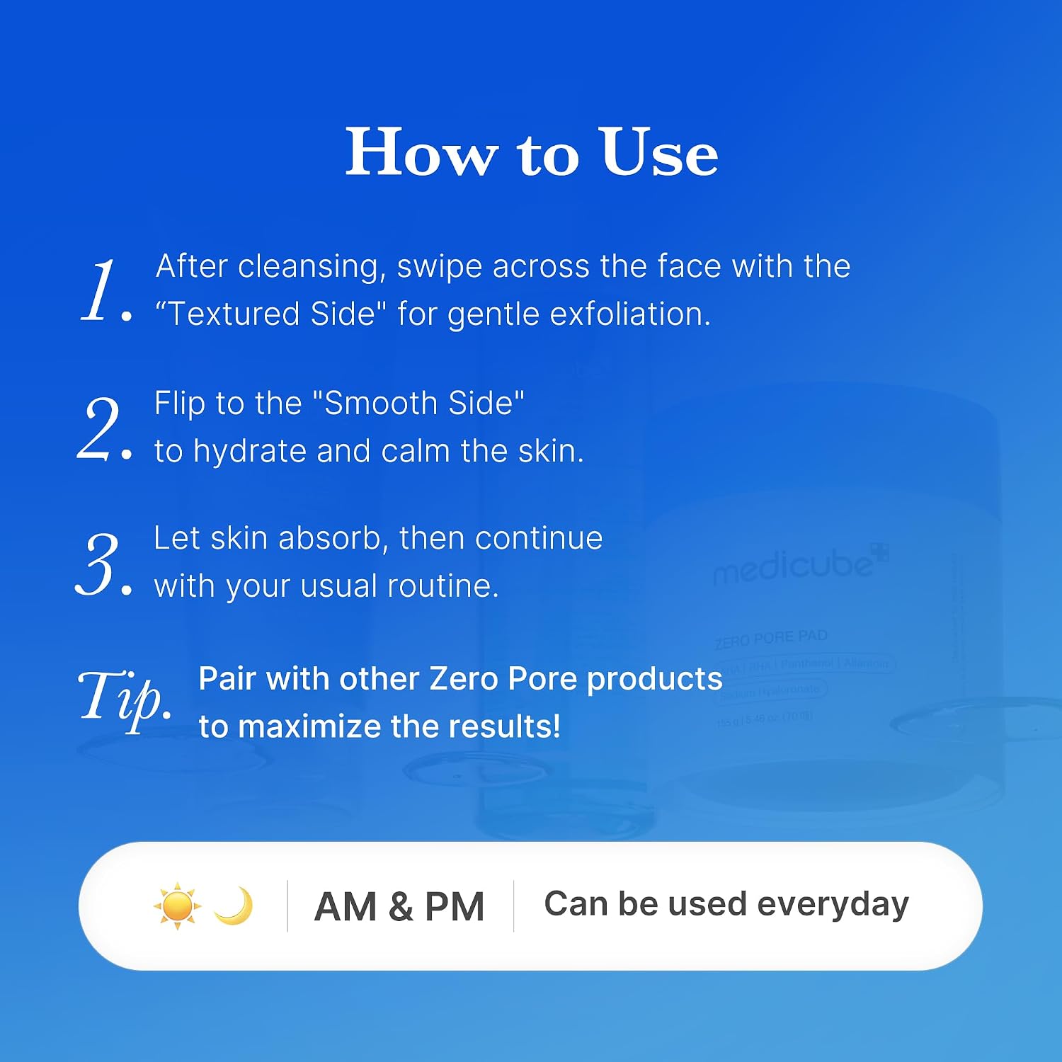 MEDICUBE ALMOHADILLAS DE TÓNER ZERO PORE PAD 2.0 PARA EXFOLIACIÓN Y CUIDADO - 7