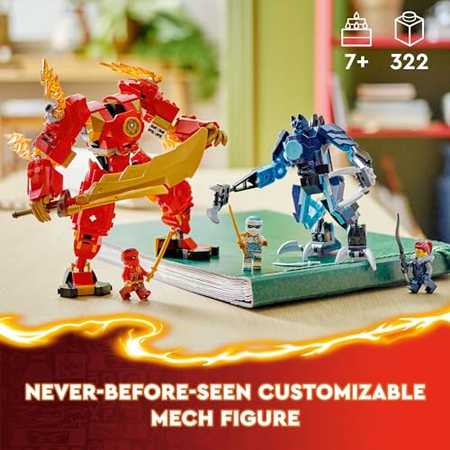 LEGO NINJAGO FIGURA DE ACCIÓN MECH DE KAI ELEMENTAL FIRE FIGURA NINJA ROJA PERSONALIZABLE MÁS MINIFIGURAS DE KAI Y ZANE - 2