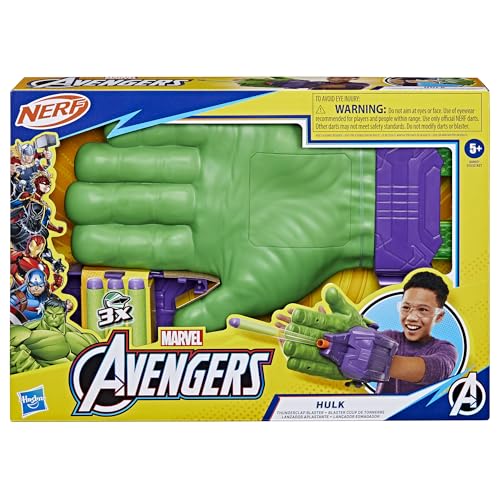 MARVEL AVENGERS HULK THUNDERCLAP BLASTER JUGUETE DE ROL CON 3 DARDOS NERF JUGUETES DE SUPERHÉROES PARA NIÑOS A PARTIR - 2