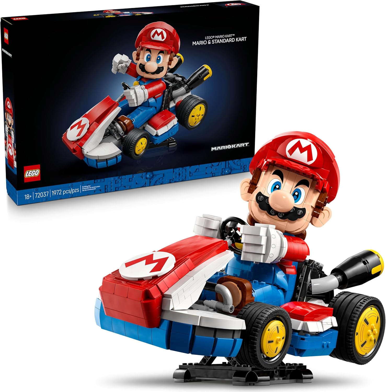 LEGO SUPER MARIO: MARIO KART - JUEGO DE CONSTRUCCIÓN DE MARIO Y KART ESTÁNDAR PARA ADULTOS, ESTANTE DE LIBROS DE BRICOLAJE - 1