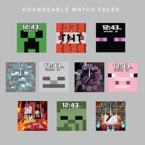 MINECRAFT RELOJ INTELIGENTE LED INTERACTIVO CON TEMÁTICA DE JUEGOS PARA NIÑOS 10 CARAS INTERCAMBIABLES CONTADOR DE PASOS - 4