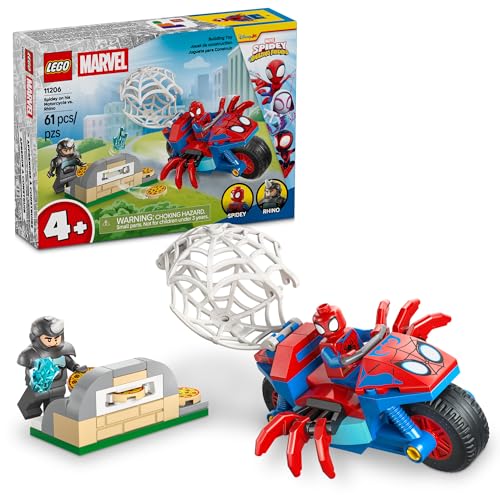 LEGO MARVEL SPIDEY Y SUS INCREÍBLES AMIGOS SPIDEY EN SU MOTOCICLETA CONTRA RINOCERONTE JUGUETE DE CONSTRUCCIÓN PARA NIÑOS - 1