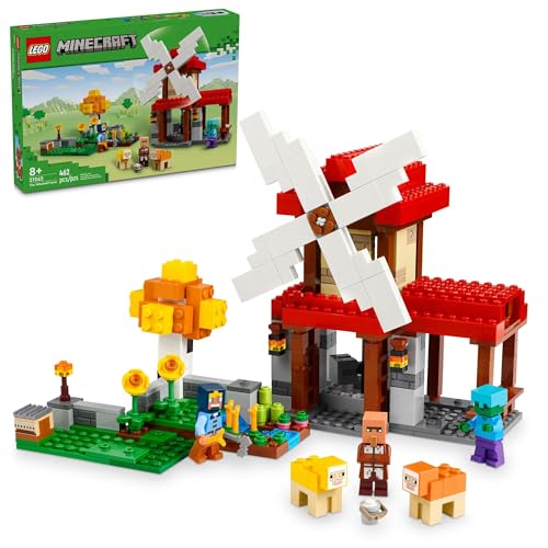 LEGO MINECRAFT LA GRANJA DE MOLINOS DE VIENTO JUGUETES DE CONSTRUCCIÓN DE MINECRAFT PARA NIÑOS NIÑOS Y NIÑAS EDADES 8 - 1