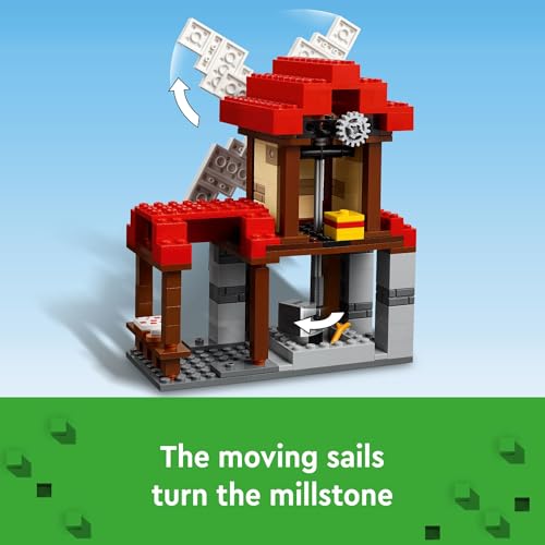 LEGO MINECRAFT LA GRANJA DE MOLINOS DE VIENTO JUGUETES DE CONSTRUCCIÓN DE MINECRAFT PARA NIÑOS NIÑOS Y NIÑAS EDADES 8 - 4