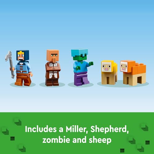 LEGO MINECRAFT LA GRANJA DE MOLINOS DE VIENTO JUGUETES DE CONSTRUCCIÓN DE MINECRAFT PARA NIÑOS NIÑOS Y NIÑAS EDADES 8 - 6
