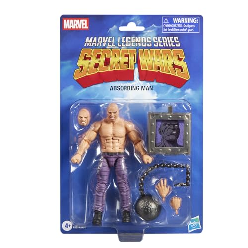 MARVEL LEGENDS SERIES SECRET WARS ABSORBING MAN RETRO COMICS FIGURA DE ACCIÓN COLECCIONABLE DE 6 PULGADAS CON ESCUDO - 1