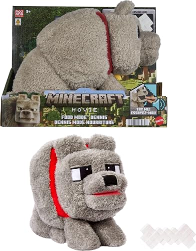 MATTEL MINECRAFT DENNIS EL LOBO DE PELUCHE CON ACCIÓN DE ALIMENTACIÓN Y SONIDO ANIMAL DE PELUCHE MODO COMIDA INSPIRADO - 1