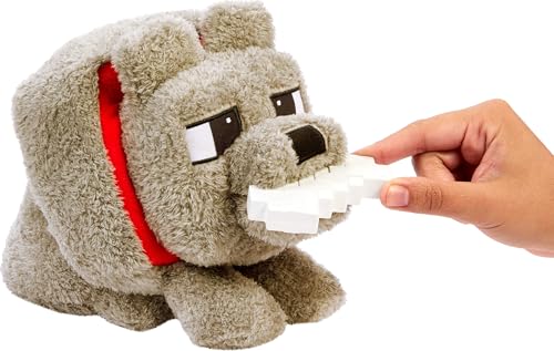 MATTEL MINECRAFT DENNIS EL LOBO DE PELUCHE CON ACCIÓN DE ALIMENTACIÓN Y SONIDO ANIMAL DE PELUCHE MODO COMIDA INSPIRADO - 3