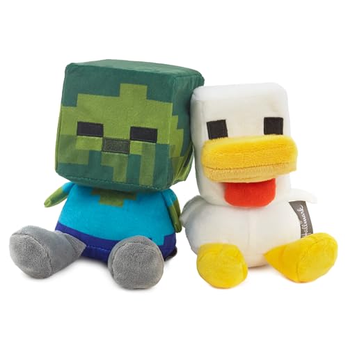 HALLMARK BETTER TOGETHER MINECRAFT JUGUETE MAGNÉTICO DE PELUCHE JUEGO DE 2 BEBÉ ZOMBI Y POLLO 525 PULGADAS REGALO - 1
