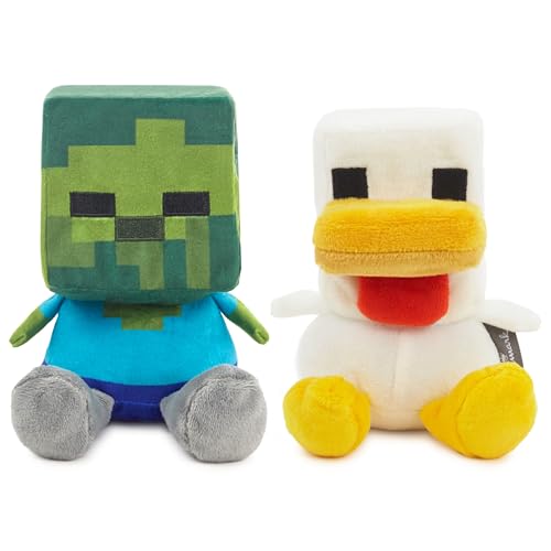 HALLMARK BETTER TOGETHER MINECRAFT JUGUETE MAGNÉTICO DE PELUCHE JUEGO DE 2 BEBÉ ZOMBI Y POLLO 525 PULGADAS REGALO - 2