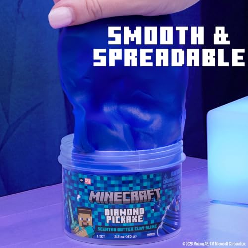 MINECRAFT DIAMOND PICKAXE TARRO DE LIMO DE MANTEQUILLA DE PICO SUAVE Y ELÁSTICO CON AROMA DE ALGODÓN DE AZÚCAR CON STEVE - 4
