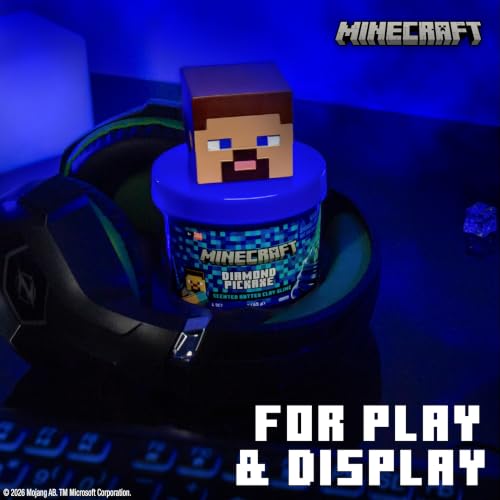 MINECRAFT DIAMOND PICKAXE TARRO DE LIMO DE MANTEQUILLA DE PICO SUAVE Y ELÁSTICO CON AROMA DE ALGODÓN DE AZÚCAR CON STEVE - 5