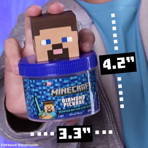 MINECRAFT DIAMOND PICKAXE TARRO DE LIMO DE MANTEQUILLA DE PICO SUAVE Y ELÁSTICO CON AROMA DE ALGODÓN DE AZÚCAR CON STEVE - 7