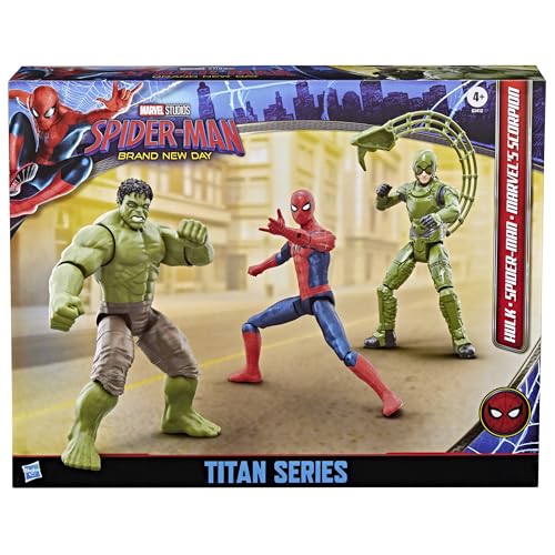 MARVEL SPIDERMAN BRAND NEW DAY TITAN SERIES SPIDERMAN HULK MARVELS SCORPION FIGURA DE ACCIÓN PAQUETE DE 3 JUGUETES Y FIGURAS - 3
