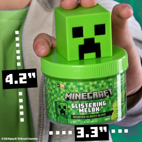 MINECRAFT CREEPER GLOSSY SLIME JAR WATERMELON SCENTED SMOOTH STRETCHY SLIME WITH GLITTER CREEPER CHARM 8 OZ - 7