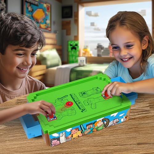 MINECRAFT MINI ARCADE AIR HOCKEY OVERWORLD JUEGO DE MESA MOTORIZADO DE 14 PULGADAS SONIDOS ICÓNICOS EMPUJADORES - 2