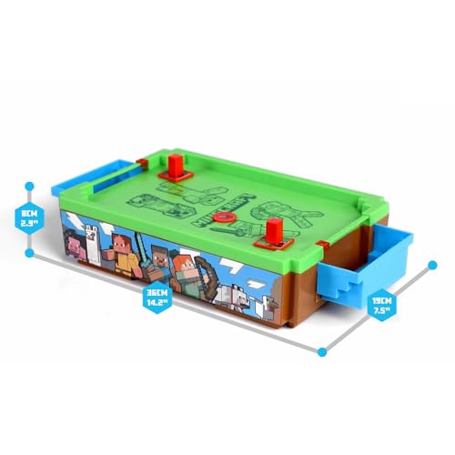 MINECRAFT MINI ARCADE AIR HOCKEY OVERWORLD JUEGO DE MESA MOTORIZADO DE 14 PULGADAS SONIDOS ICÓNICOS EMPUJADORES - 4