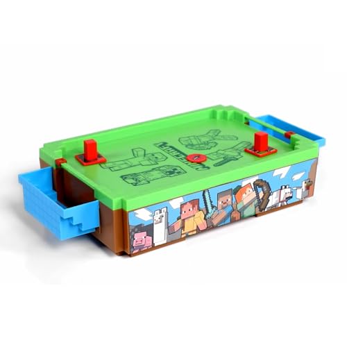MINECRAFT MINI ARCADE AIR HOCKEY OVERWORLD JUEGO DE MESA MOTORIZADO DE 14 PULGADAS SONIDOS ICÓNICOS EMPUJADORES - 5
