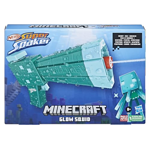 NERF SUPER SOAKER MINECRAFT GLOW SQUID WATER BLASTER MINECRAFT DUNGEONS SQUID MOB JUGUETE DE AGUA AL AIRE LIBRE JUEGOS AL - 2