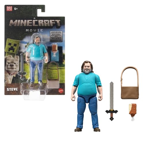 MATTEL MINECRAFT JUEGO DE FIGURAS DE ACCIÓN Y ACCESORIOS PERSONAJE COLECCIONABLE DE STEVE POSABLE DE 4 PULGADAS INSPIRADO - 1