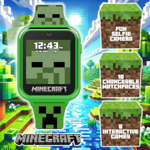MINECRAFT RELOJ INTELIGENTE PARA NIÑOS RELOJ INTERACTIVO CON PANTALLA LED CON 10 CARAS DE RELOJ PERSONALIZADAS JUEGOS CÁMARA - 6