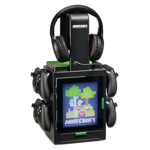 NUMSKULL OFFICIAL MINECRAFT LED LIGHT GAMING LOCKER CONTROLLER HOLDER HEADSET STAND FOR PS4PS5 XBOX SERIES XS MULTIPLE LED - 1