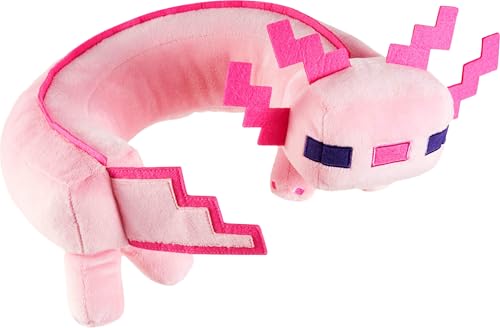 MATTEL MINECRAFT AXOLOTL ALMOHADA PARA EL CUELLO JUGUETE DE PELUCHE CON SONIDOS PARA VIAJES COMODIDAD Y JUEGO EXCLUSIVO - 1