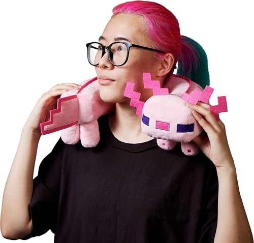 MATTEL MINECRAFT AXOLOTL ALMOHADA PARA EL CUELLO JUGUETE DE PELUCHE CON SONIDOS PARA VIAJES COMODIDAD Y JUEGO EXCLUSIVO - 2