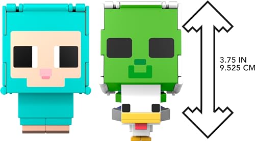 MATTEL MINECRAFT FLIPPIN FIGS PAQUETE DE 2 FIGURAS DE ACCIÓN SET CON OVEJA Y JINETE DE POLLO CON JUEGO FIDGET 2 EN 1 ESCALA - 2