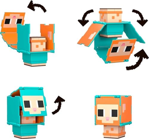 MATTEL MINECRAFT FLIPPIN FIGS PAQUETE DE 2 FIGURAS DE ACCIÓN SET CON OVEJA Y JINETE DE POLLO CON JUEGO FIDGET 2 EN 1 ESCALA - 4