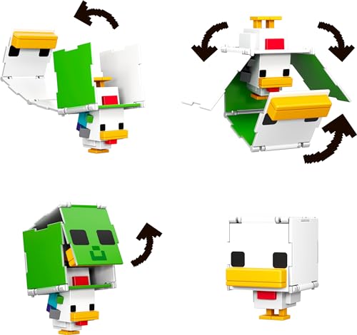 MATTEL MINECRAFT FLIPPIN FIGS PAQUETE DE 2 FIGURAS DE ACCIÓN SET CON OVEJA Y JINETE DE POLLO CON JUEGO FIDGET 2 EN 1 ESCALA - 5
